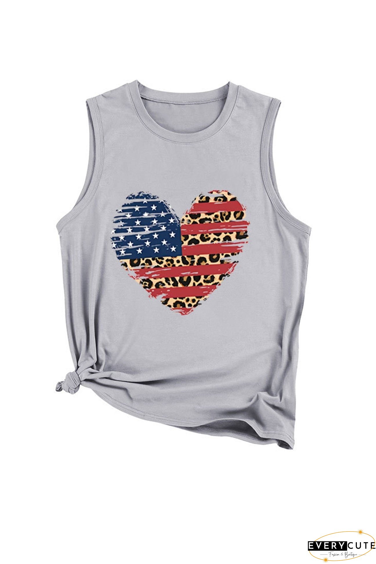 Peach Heart Flag Graphic Sleeveless T-shirt