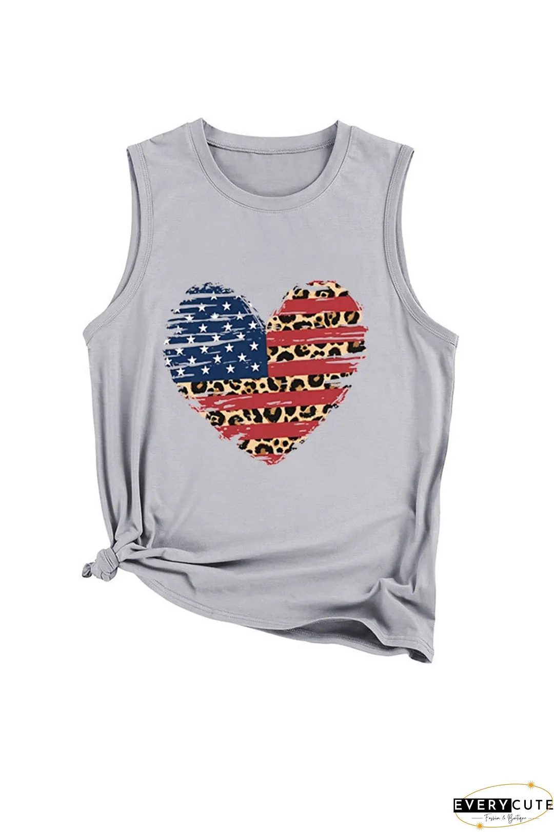 Peach Heart Flag Graphic Sleeveless T-shirt