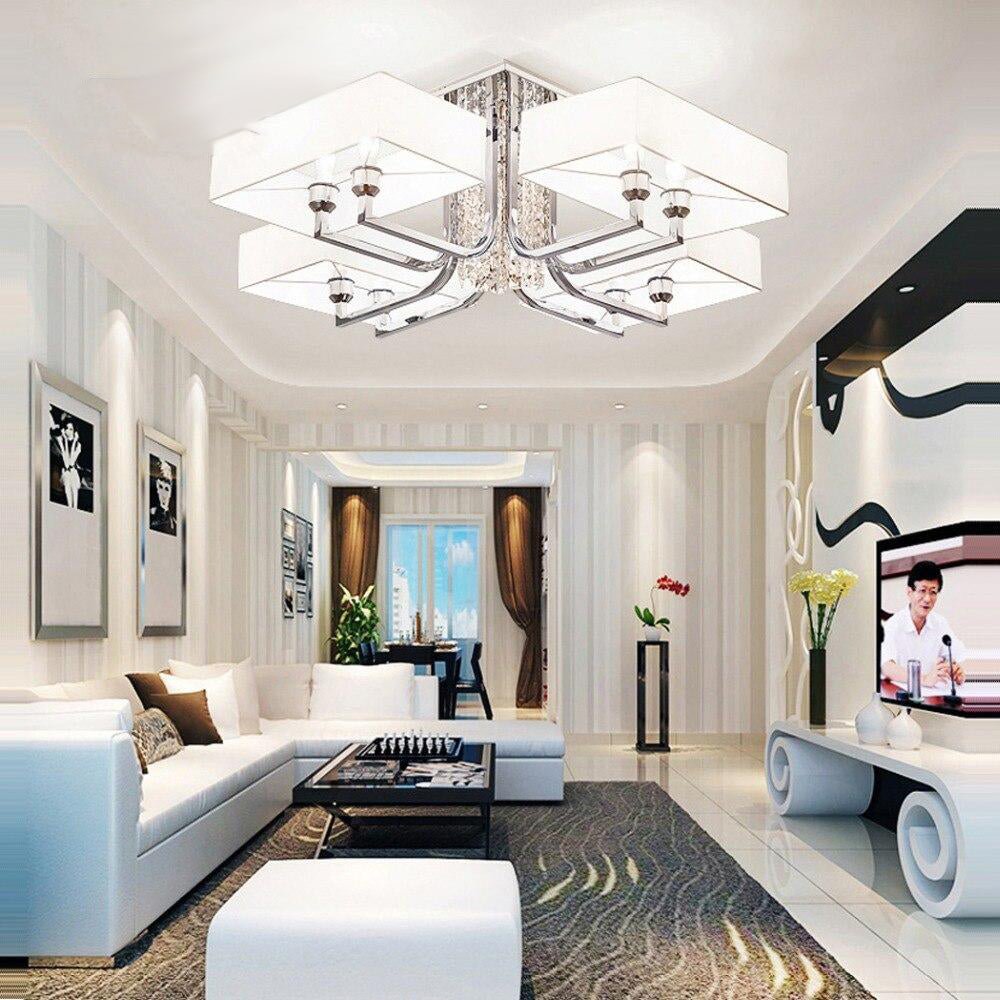 Led E14 Postmodern Iron Crystal Fabric Chrome Clear LED Lamp.LED Light.Pendant Lights.LED Pendant Light.Pendant Lamp For Foyer