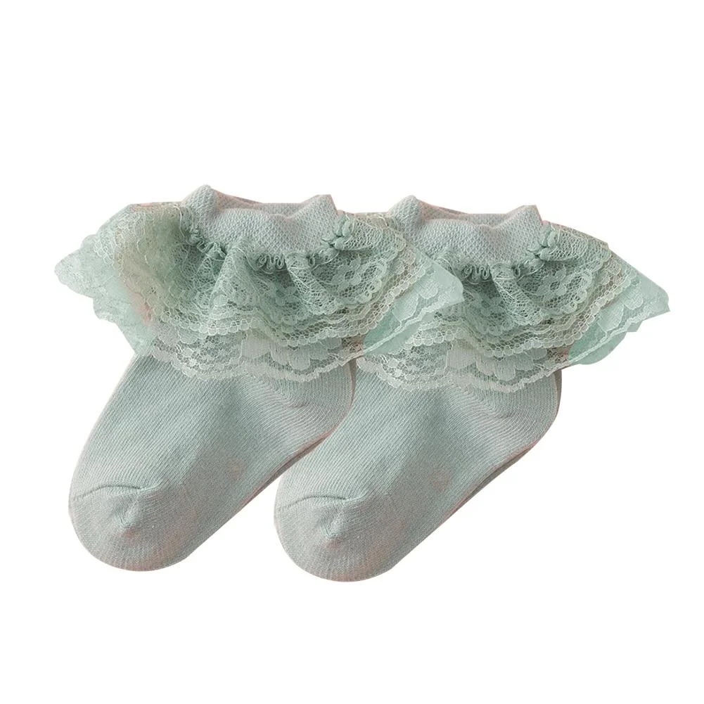 Infant Kids 1-12Years Baby Girls Princess Lace Ruffled Socks Solid Soft Anklet Pleated Ankle Lace Socks For Children