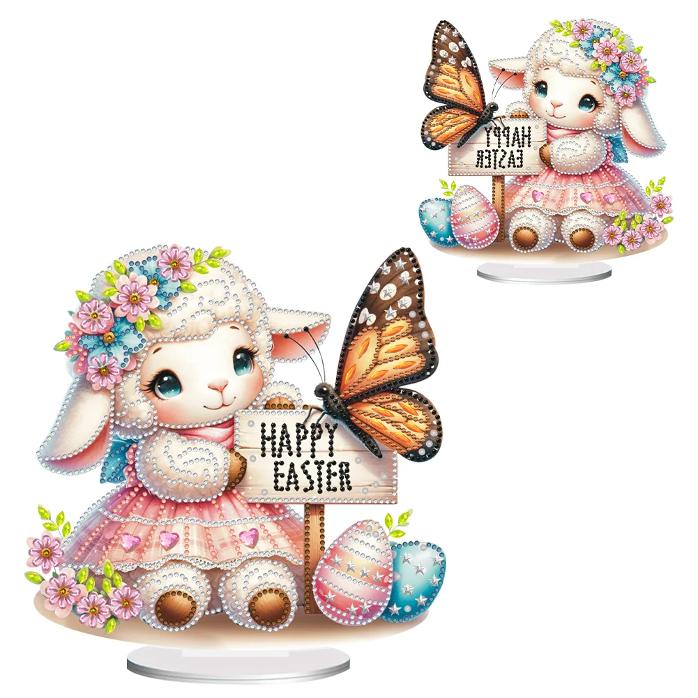 DIY Easter Sheep Acrylic Special Shape Diamond Painting Desktop Ornaments