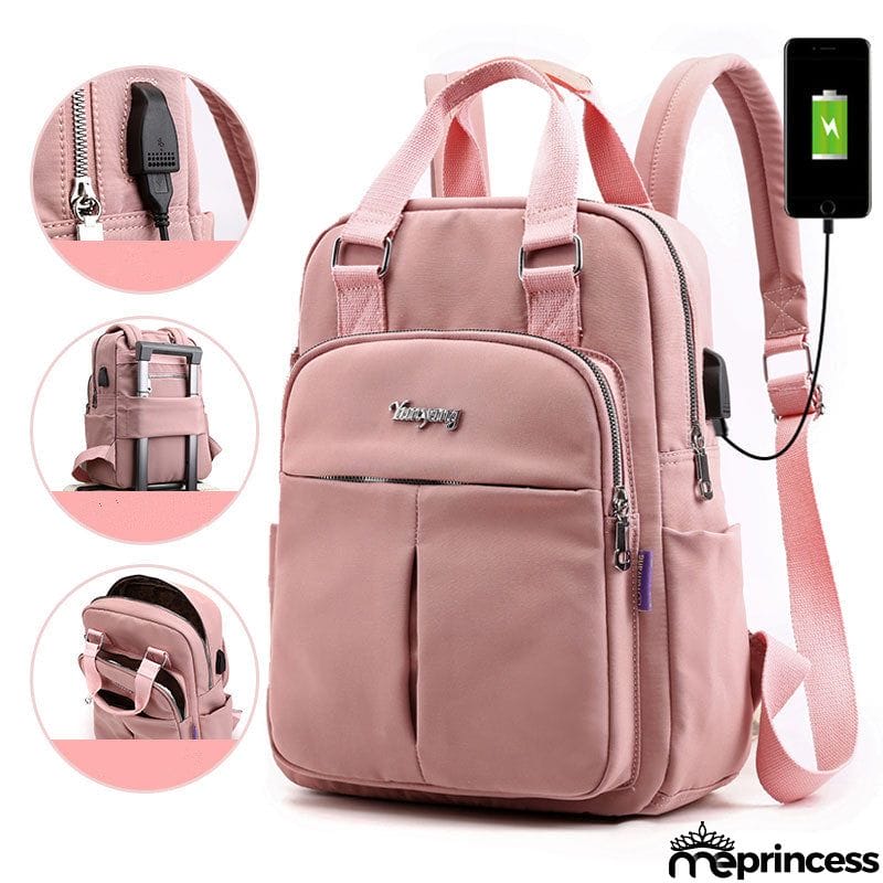 Women's Multi Functional Fashion Travel Backpack With USB Charge Port