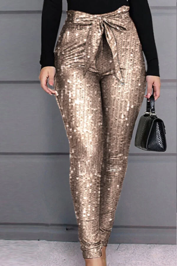 Fashion Casual Sequin Stretch Pants