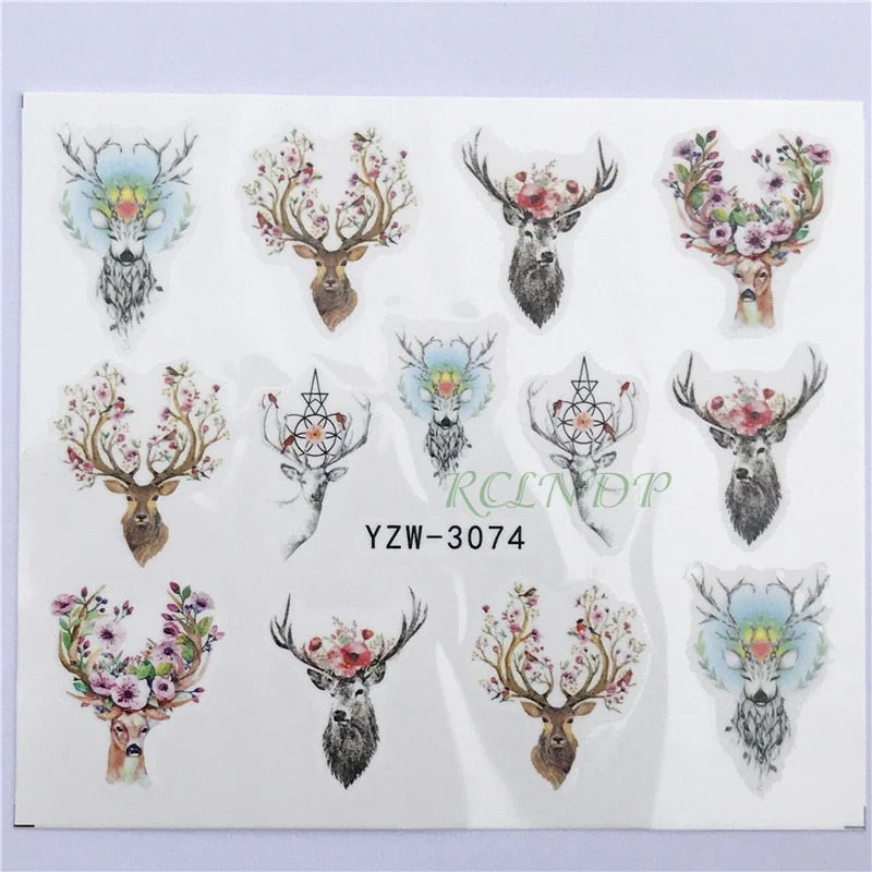 Nail sticker art decoration slider fox wolf animal adhesive design Water decal manicure lacquer accessoires polish foil