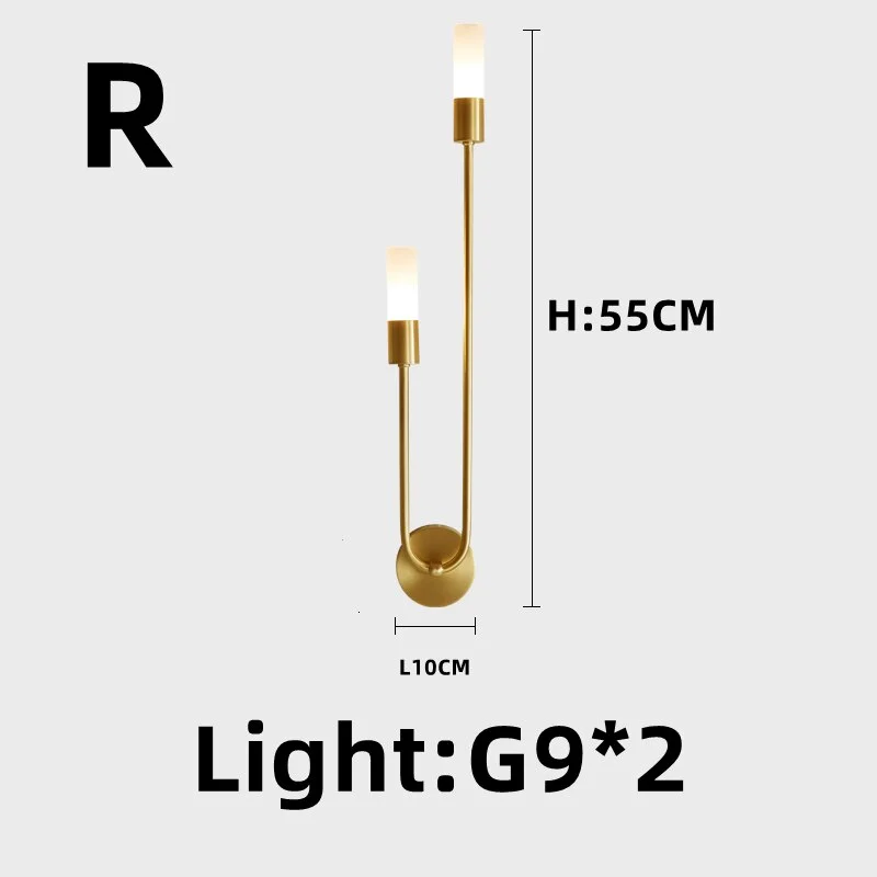 Nordic Led Wall Lamp Living Room Modern Simple Gold Creative Background Wall Corridor Aisle Bedroom Bedside Lamp Double Head G9