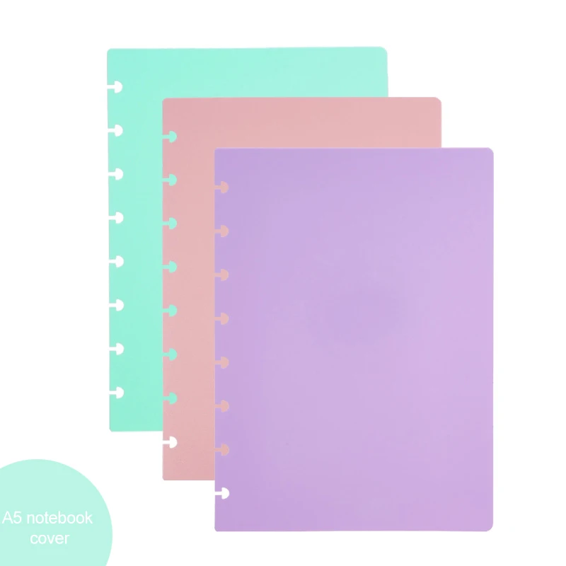 Fromthenon A4 A5 Mushroom Hole Notebook Cover T Type Holes Planner Protective Shell Plastic Color Cover Office Supplies