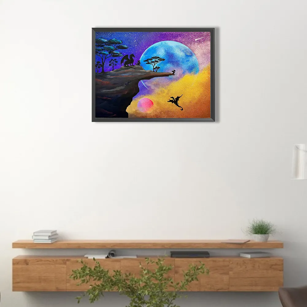 Full Round Diamond Painting 40*30cm - Young Dragon Learns To Fly