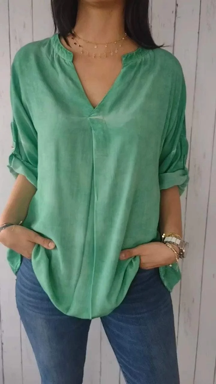 V-neck Mid-sleeve Comfortable Casual Top socialshop