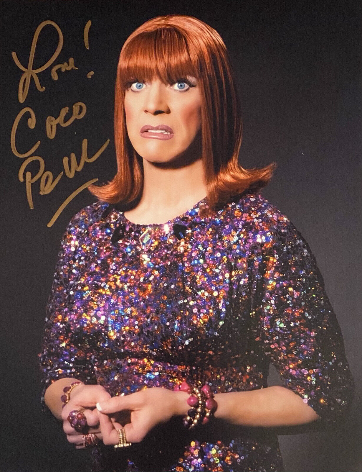 Coco Peru Signed L Autographed 8x10 Color Photo Poster painting Drag Queen Superstar Comic