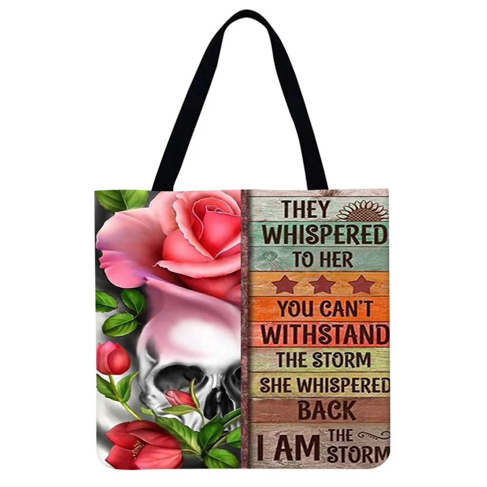 Linen Tote Bag - Abstract skull