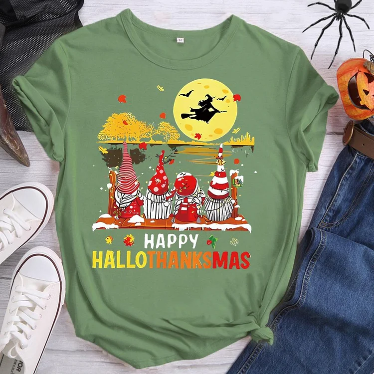 Happy Halloween Round Neck T-shirt-0019068