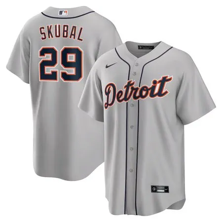 Men's Detroit Tigers #29 Tarik Skubal  Gray Road Replica Jersey