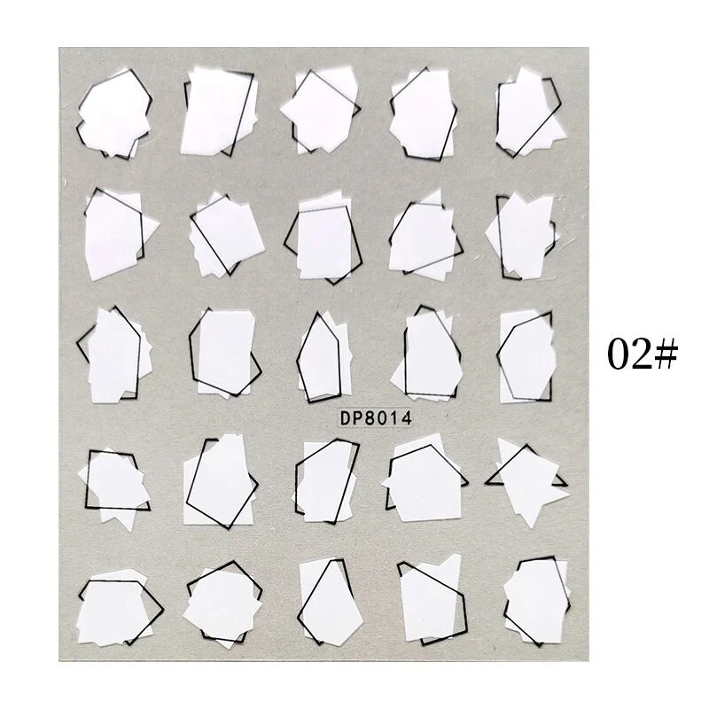 1 Sheet Bronzing Abstract Color Block 3D Nail Sticker Art Letters Design Transfer Sliders Paper DIY Manicuring Wraps