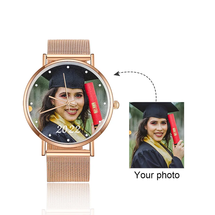 Damen Personalisierte Foto & Wunschtext Armbanduhr - Abschluss Glückwunsch Geschenk