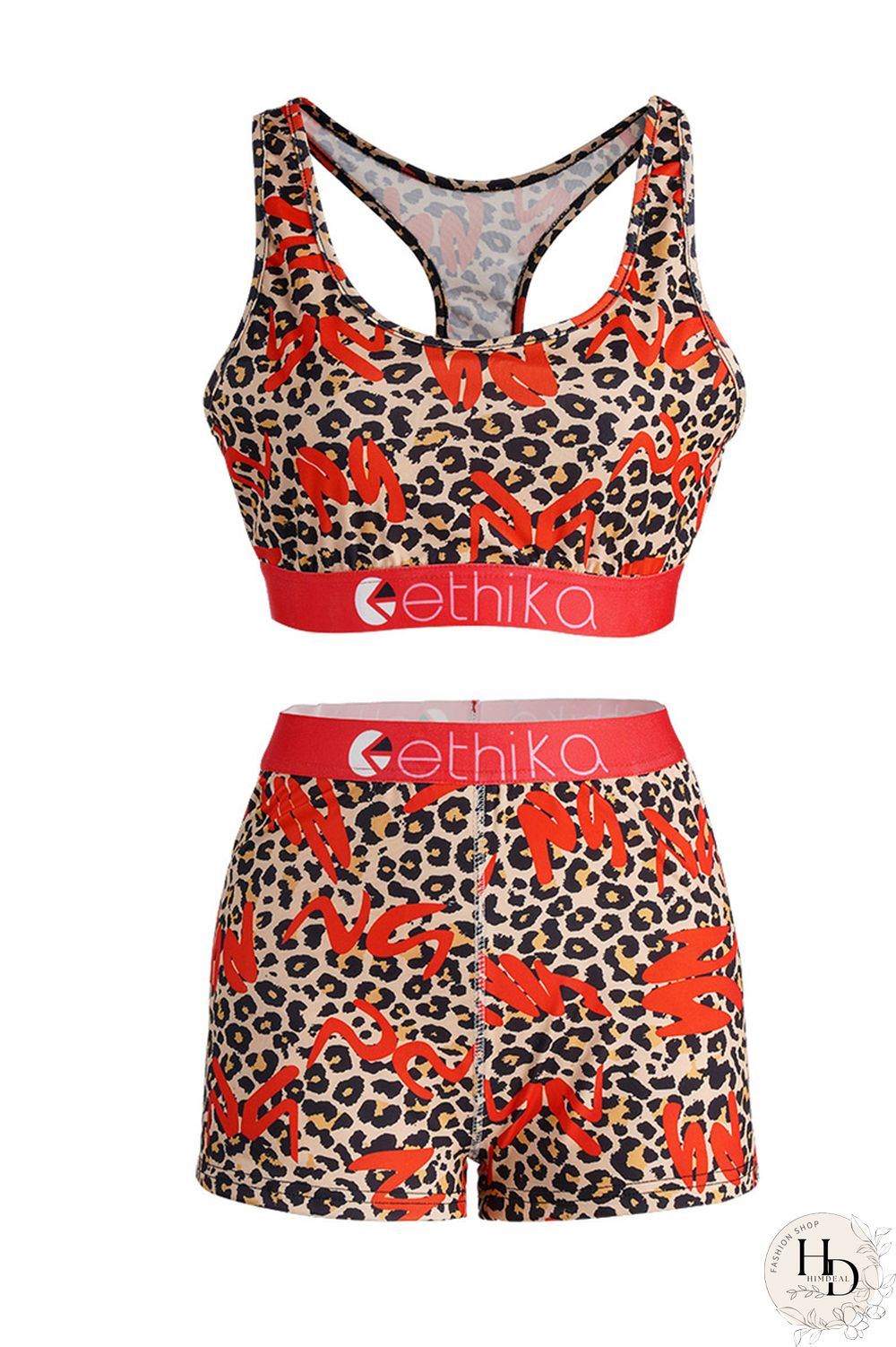 Red Fashion Sexy Printed Vest Shorts Set