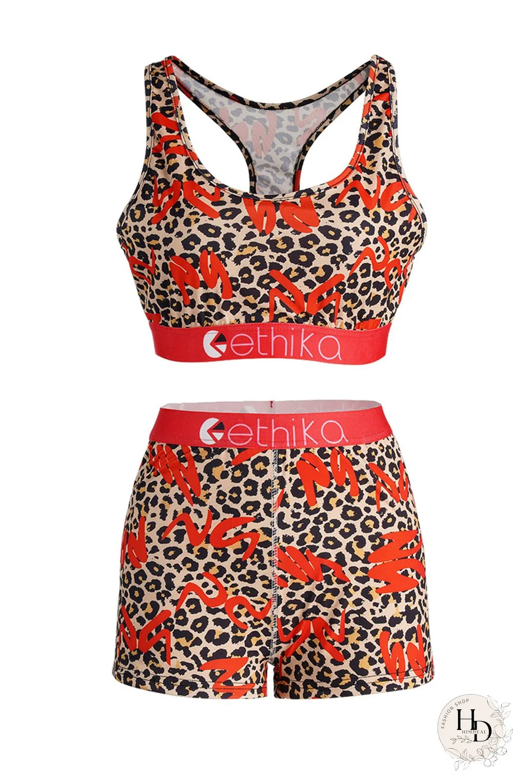 Red Fashion Sexy Printed Vest Shorts Set