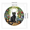 Black Cat In Garden-11CT Stamped Cross Stitch 37*37cm/14.57*14.57in