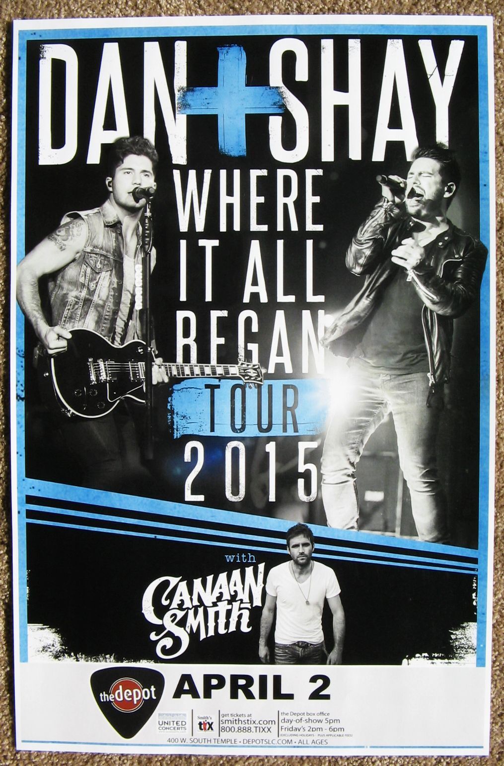 DAN + SHAY 2015 Gig POSTER Salt Lake City Concert Utah