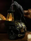 Resin Crow Skull Lamp Gothic Crow Night Light Handcrafted Retro Skull Lamp