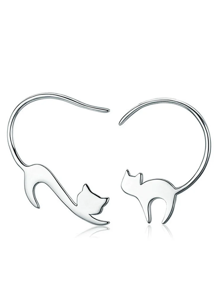 Lovely Cat Silver Earring