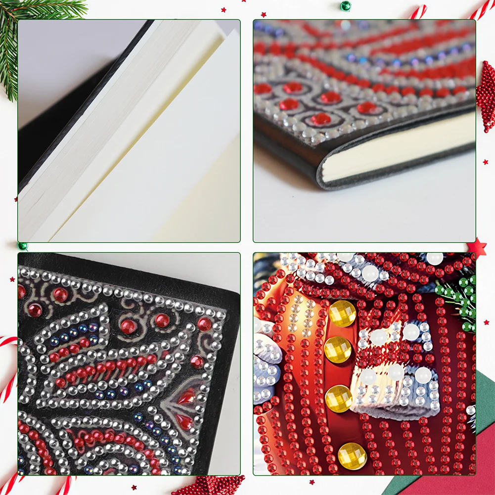 Snowman A5 Size Diamond Painting Notebook Set with 4Pcs Bookmark Holiday Gift