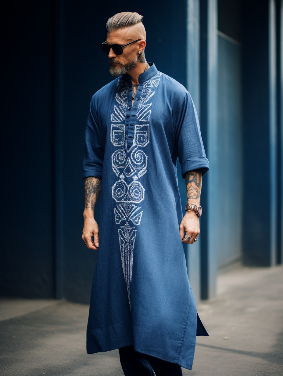 Navy Men Ethnic Kaftan Long Caftan