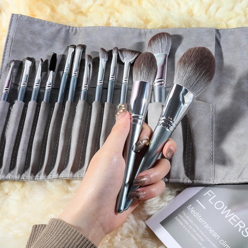 Minimalist Artificial Fiber Plastic Handgrip Makeup Brushes 1 Set