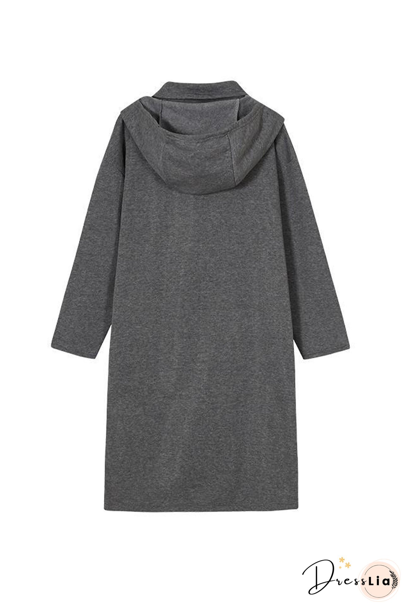 Hooded Pocket Zipper Mid-Length Cardigan