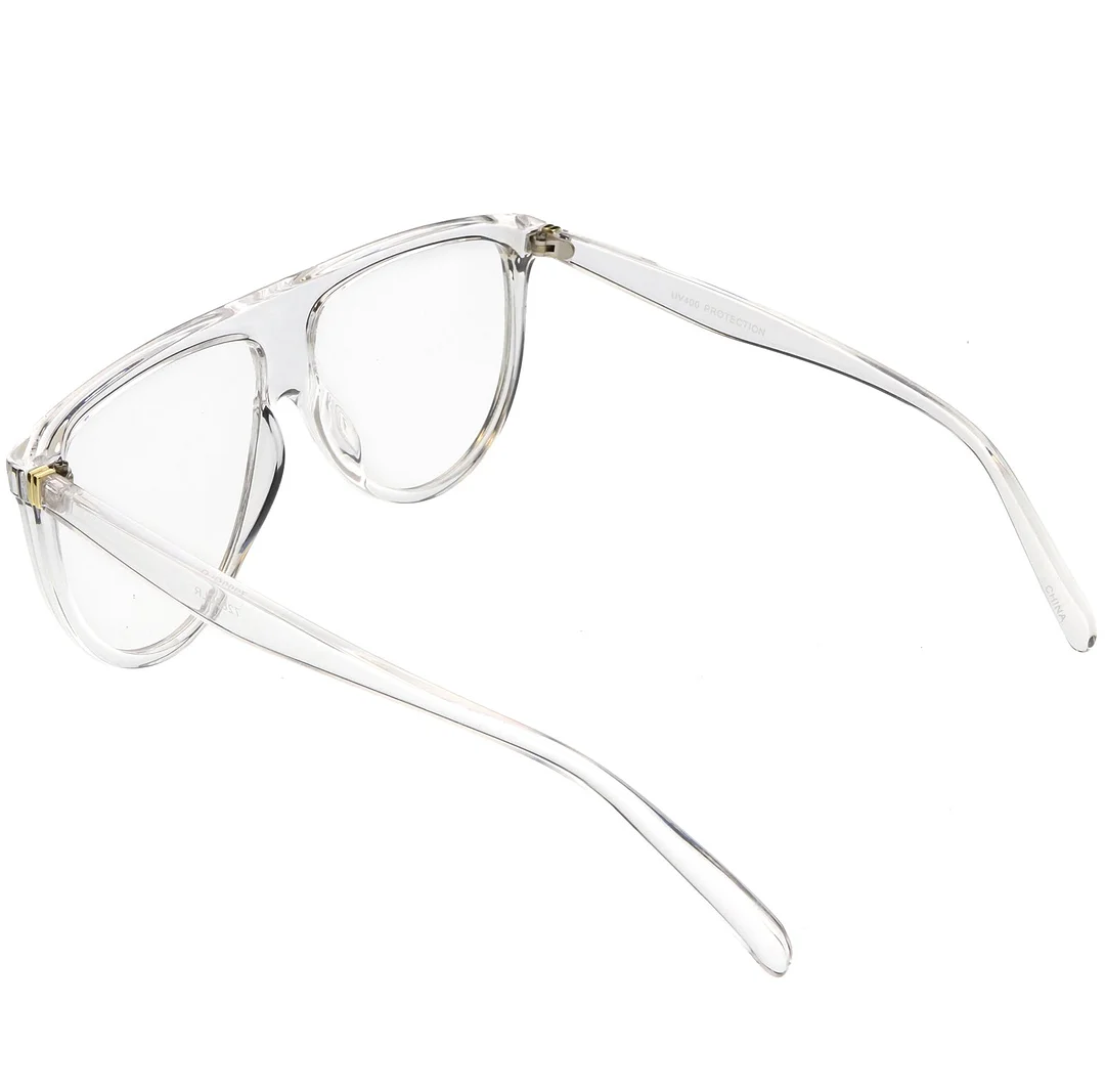 Oversize Bold Flat Top Aviator Eyeglasses With Clear Lens 60mm