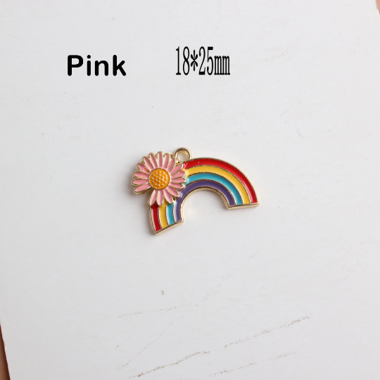 Bulk 10 30Pcs Daisy Rainbow Enamel Charms DIY Jewelry Bracelet Necklace Pendant Charms Gold Tone Enamel Floating Flower Charm 5 Style 