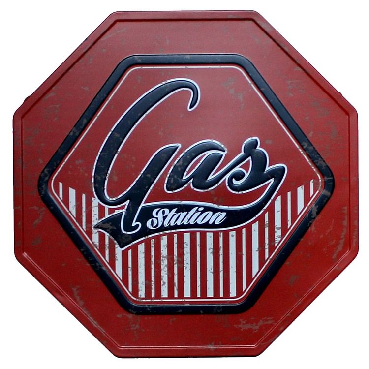 Gas - Octagon Shape Vintage Tin Sign - 30*30CM