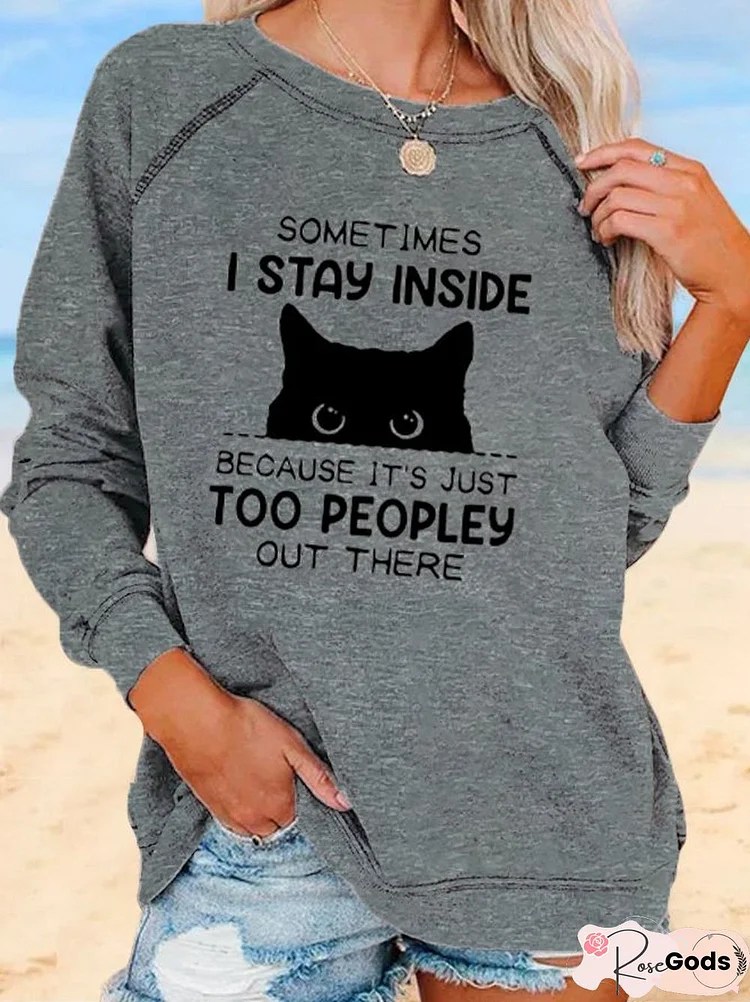 Women Casual Animal Graphics Loose Knit Sweatshirt