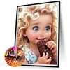 >SALE<5D DIY Full Round Drill Diamond Painting Curly Hair Big Eyes Girl Decor 30x40cm