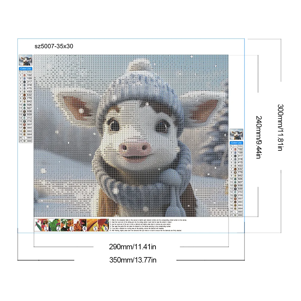 Diamond Painting - Full Round Drill - Winter Cow(Canvas|35*30cm)