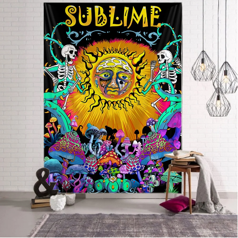 Nigikala Flower Mushroom Eye Tapestry Boho Art Bedroom Living Room Aesthetics Wall Hanging Tapestry Home Decor