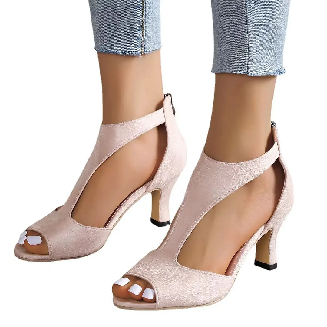 Breakj Breakj Fashion After Zipper Bag And Fish-Mouthed Shoes Women's Summer Large Size Side-Shoe With Roman Sandals