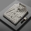 Men's Business Casual Loose and Comfortable Plaid Striped Shirt