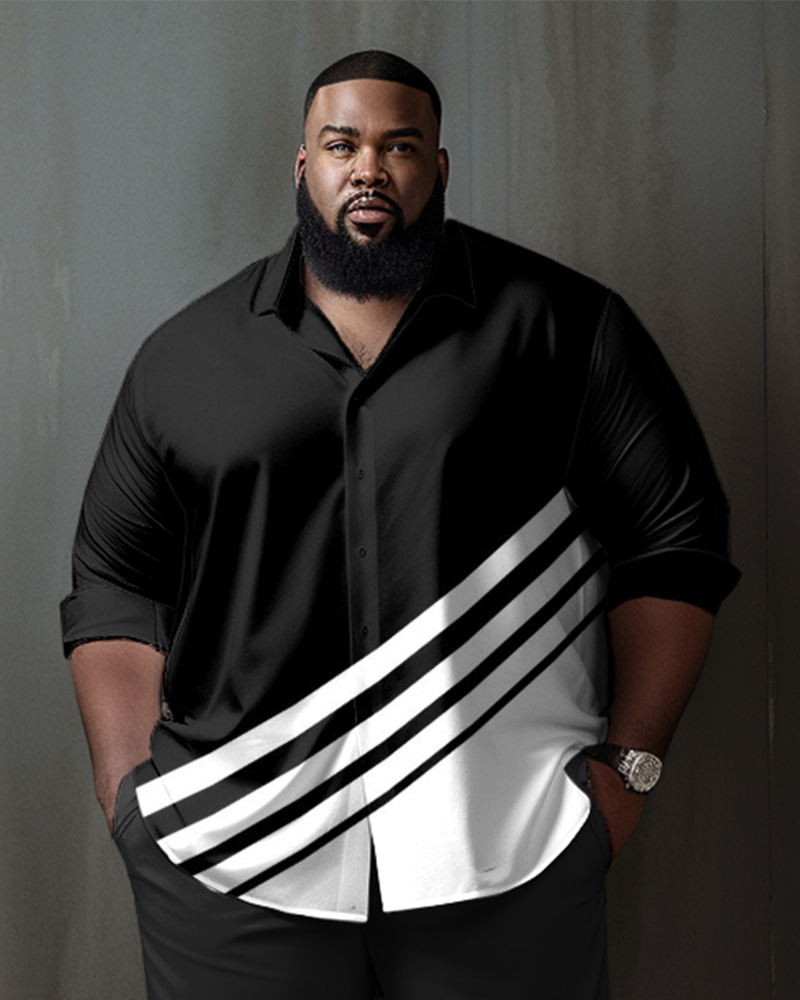 Men's Plus Size Business Color Matching Rambler Two-Piece Set