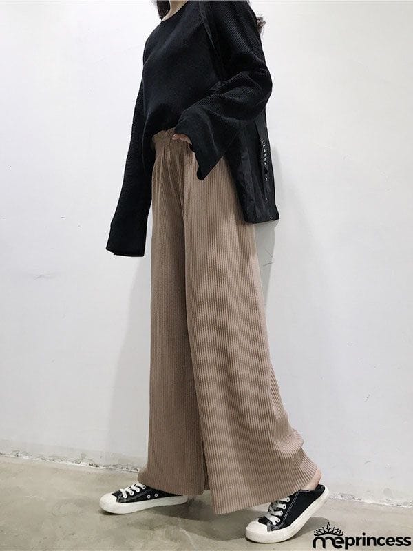 Urban Loose Wide Leg Solid Color Pants