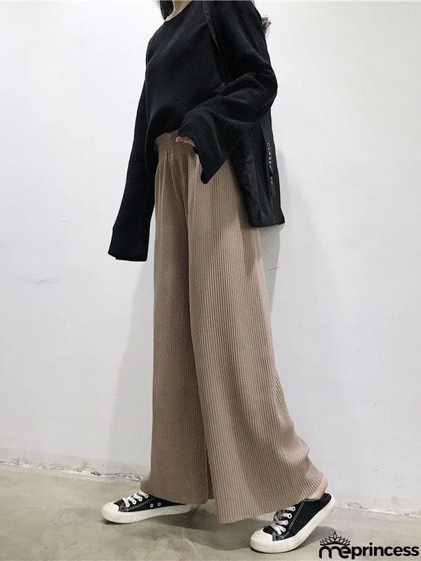 Urban Loose Wide Leg Solid Color Pants