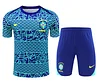 2024 Brazil Pre-match Training Blue Pattern Shirt+Shorts 1:1 Thai Quality