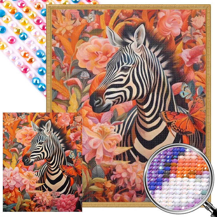 Zebra 40*50CM (Canvas) Full AB Round Drill Diamond Painting gbfke