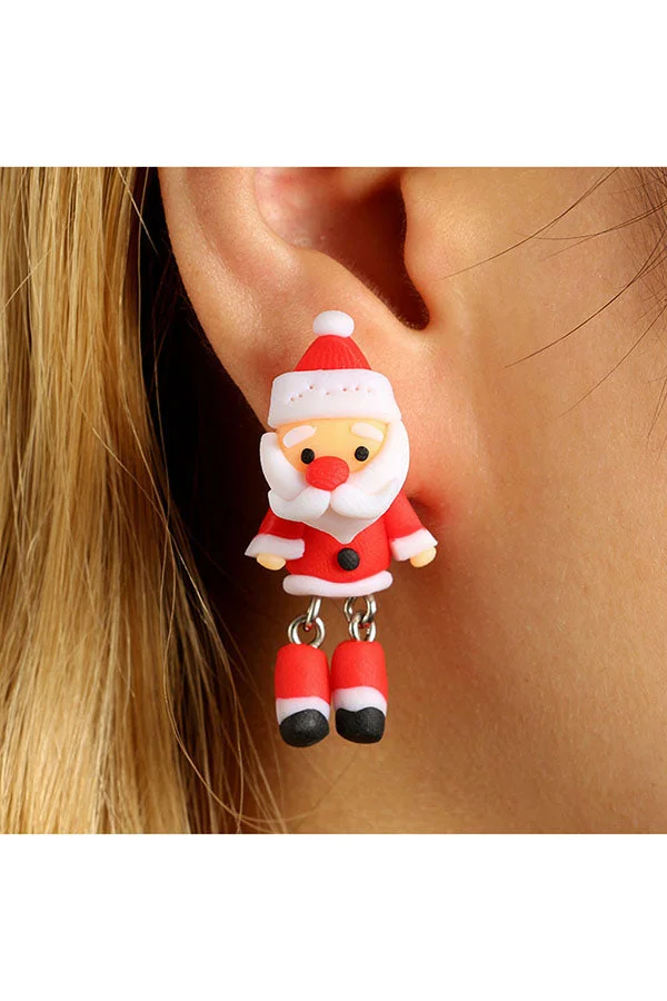 Fashion Jewelry Christmas Santa Claus Pendant Dangle Earrings Red-elleschic