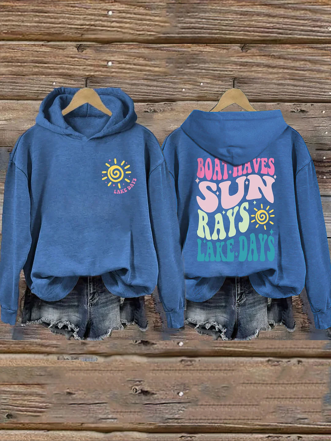 Boat Waves Sun Rays Lake Days Hoodie