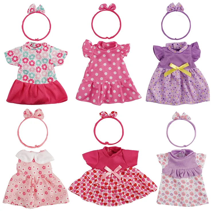 12"-15" Skirt Suits 6-Pieces Set Accessories for Silicone Baby