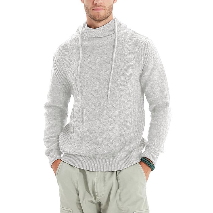 Men's Half Turtleneck Drawstring Jacquard Sweater