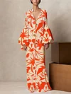 Loose Printed Flared Sleeves Maxi Dresses