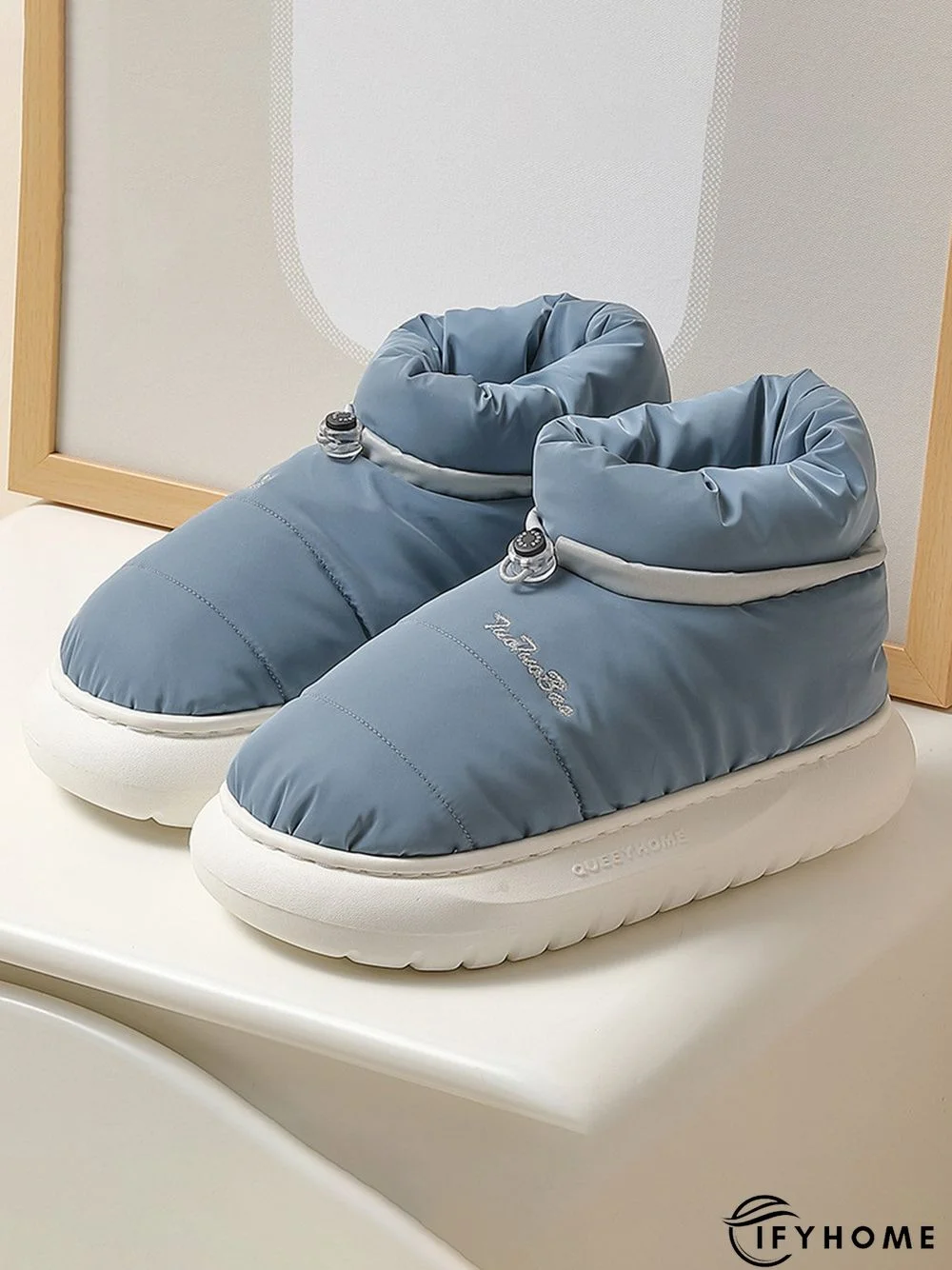 Waterproof Fabric Quilted Non Slip Lined Slipper Boots | IFYHOME