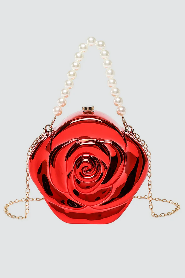 Fashion Floral Design Beaded Handle Metal Chain Evening Bag 2024 - Xpluswear