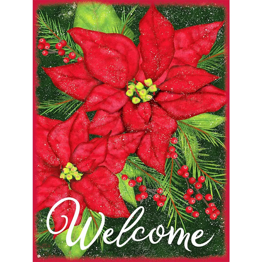 Red Flowers - Full Round - Diamond Painting（30*40cm)